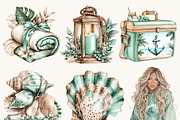 Watercolor Summer Beach Clipart, a Seasonal Illustration by BusyDaydesign (Thumbnail 5 of 9)