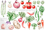 Happy Watercolor Vegetables, a Food Illustration by AmberLenaEngle (Thumbnail 4 of 5)