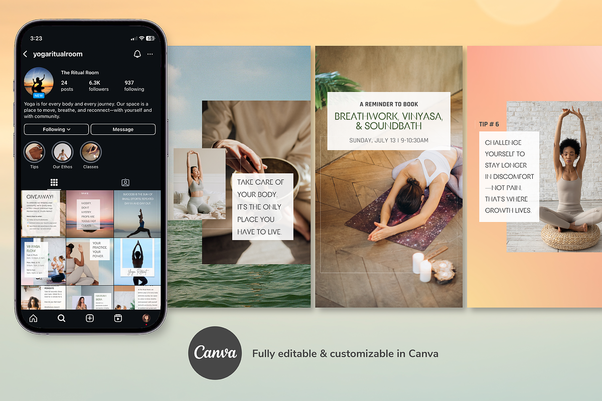 Social Canva Templates: Wellness, a Templates & Theme by papercats (Photo 3 of 3)