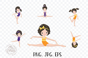 Girls Gymnastics Cute Clipart/ 3