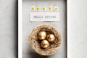 Minimal Easter flat lay with white frame, a Holiday Photo by Natalia Klenova's Shop