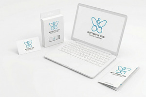 Butterfly USB Cable Monoline Logo, a Graphic by Mightyfire