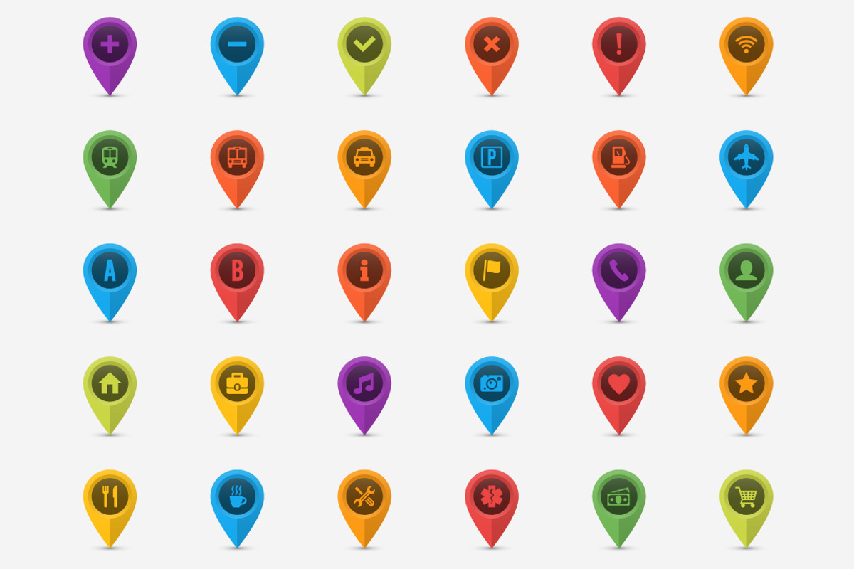 Map Location Pins Colorful Icons, an Icon by Creative Ink (Photo 3 of 4)