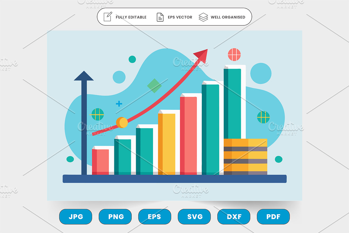 A graph chart showing an upward arro, a Graphic by SaroStock