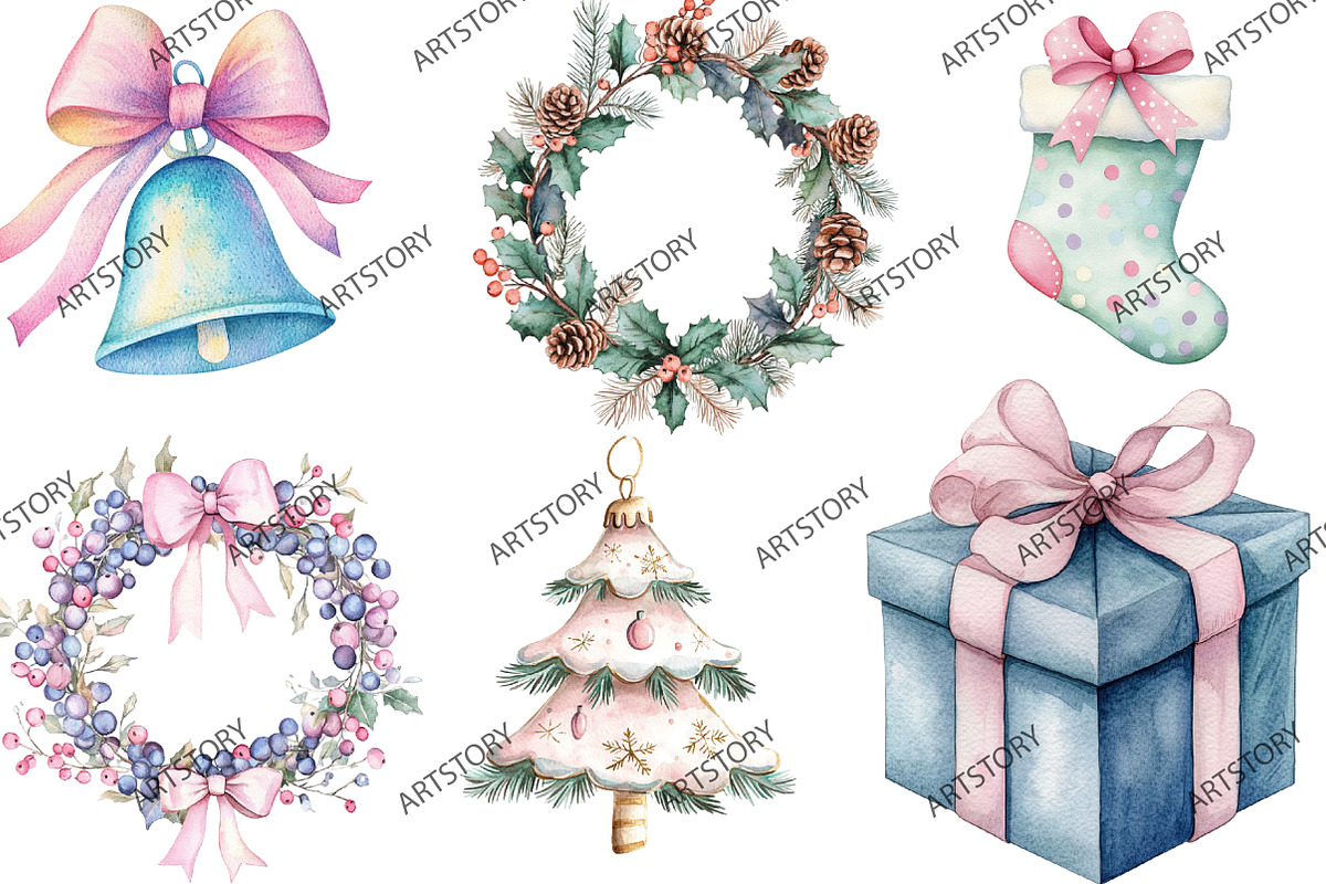 Pastel Christmas Clipart, an Illustration by designcity5 (Photo 3 of 5)