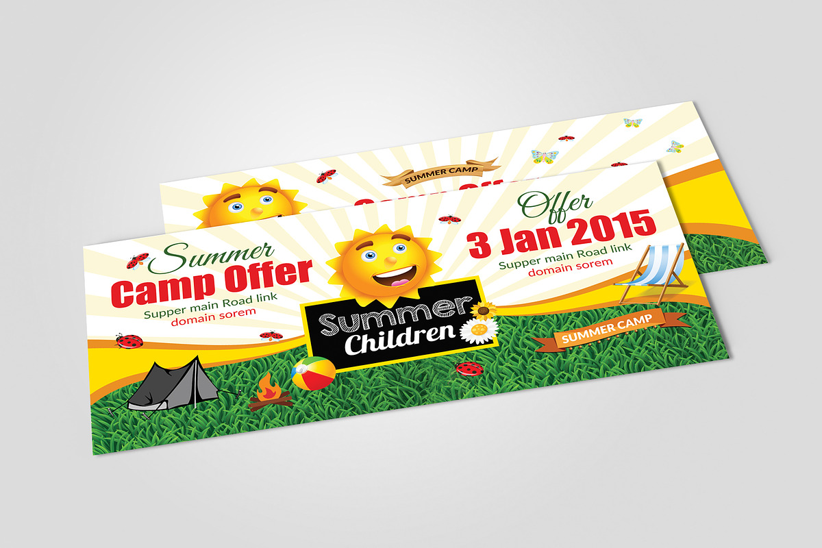Summer Camp Rack Card Template, an Invitation Template by Psd Templates (Photo 2 of 3)