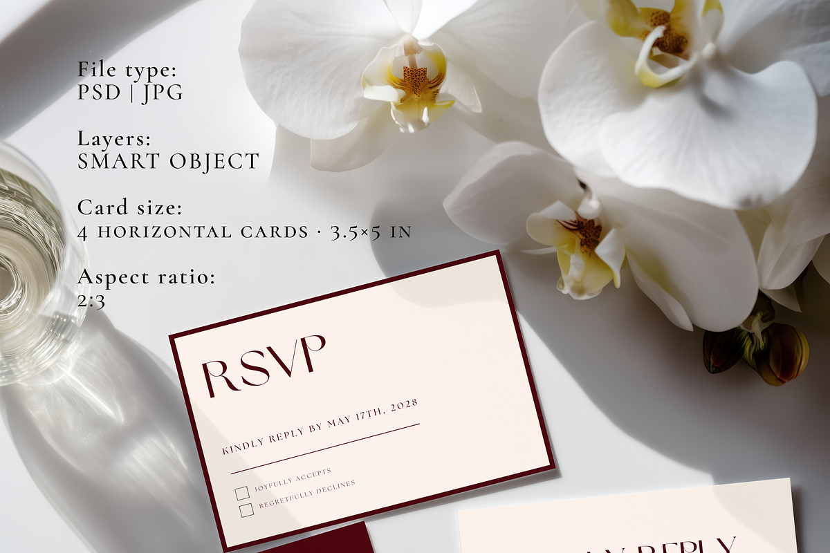 Orchid 3.5x5 RSVP Card Mockup Set, an Advertising Mockup by Serenefeeling (Photo 3 of 6)