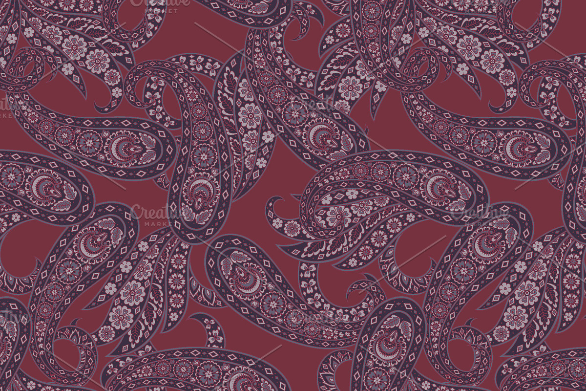 Floral paisley seamless pattern, a Pattern Graphic by antalogiya (Photo 2 of 6)