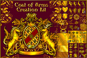 Gold Coat of Arms Creation Kit, a Decorative Illustration by Abysm Internal (Thumbnail 1 of 8)