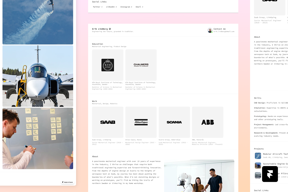 Resumini Framer Template, a Websites & App Template by Flingor (Photo 2 of 6)