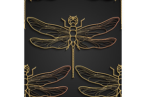 Dragonfly Gold Pattern Vector