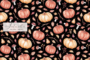 Watercolor Fall Pumpkins Pattern