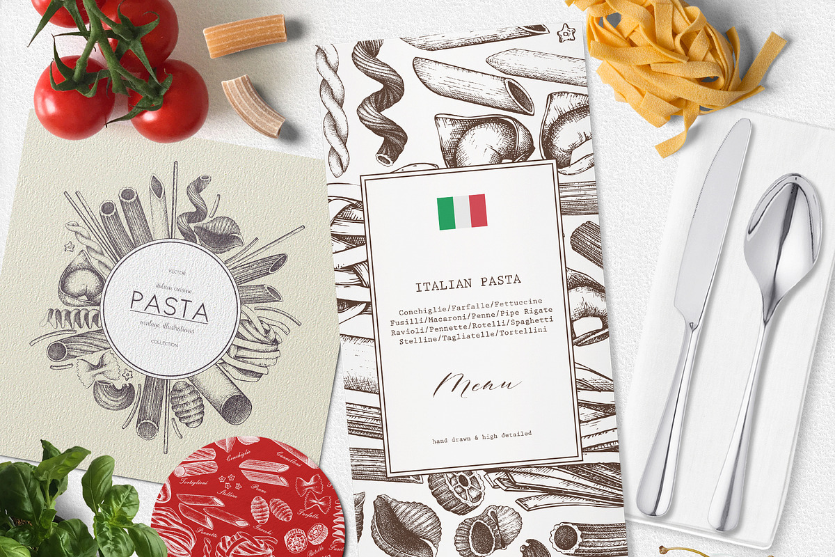 Hand Drawn Italian Pasta Set, a Food Illustration by Yevheniia (Photo 8 of 8)