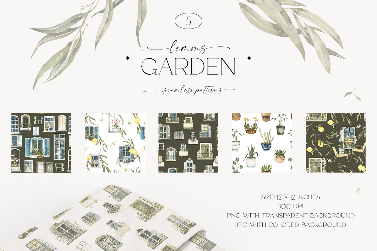 Watercolor Lemons Garden collection, a Decorative Illustration by ArtMaslyana (Photo 13 of 14)