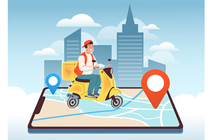 Courier phone tracking. Delivery, a Transportation Illustration by Stock-Smart-Start