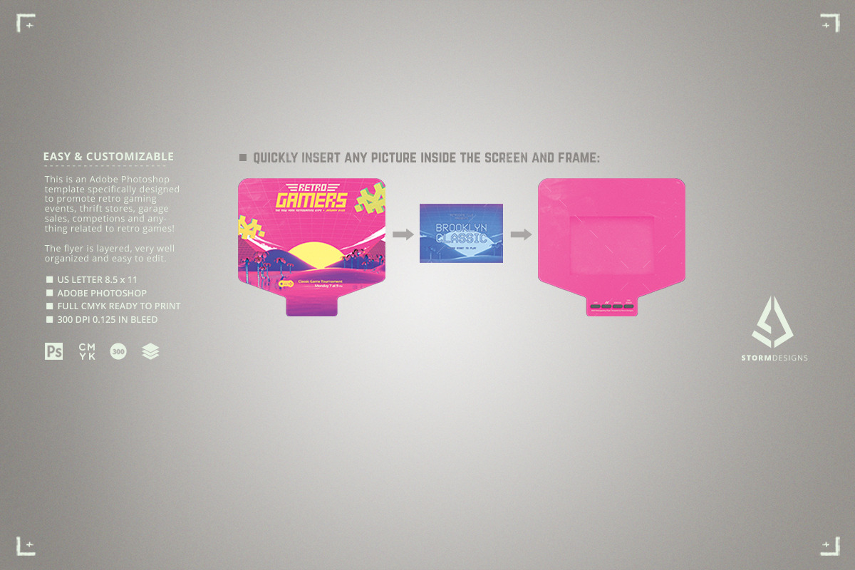 Retro Handheld Gaming Flyer Template, a Flyer Template by Storm Pixels (Photo 3 of 4)