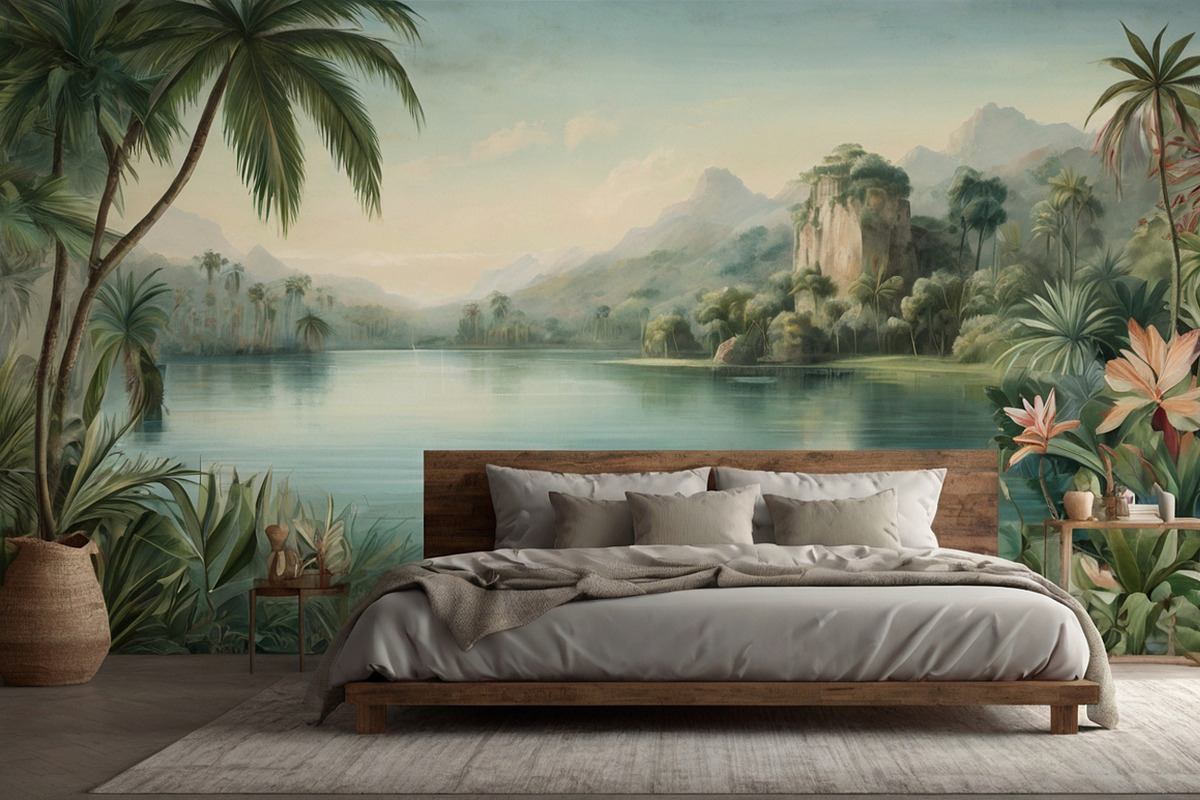 Jungle Tropical Landscape Wall Mural, a Wallpaper Graphic by by creative paper (Photo 8 of 12)