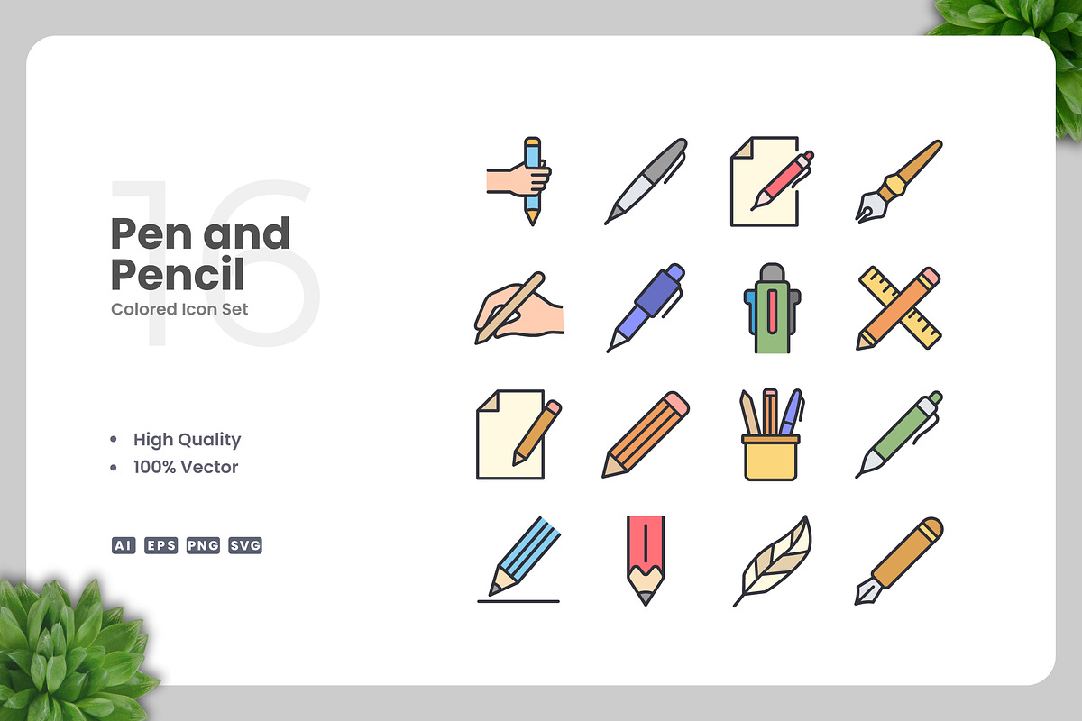 Pen and Pencil Colored Icons, an Icon by Upnowgraphic