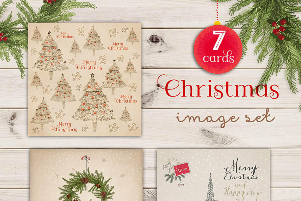 Christmas card( image set), a Decorative Illustration by SoNice (Photo 2 of 3)