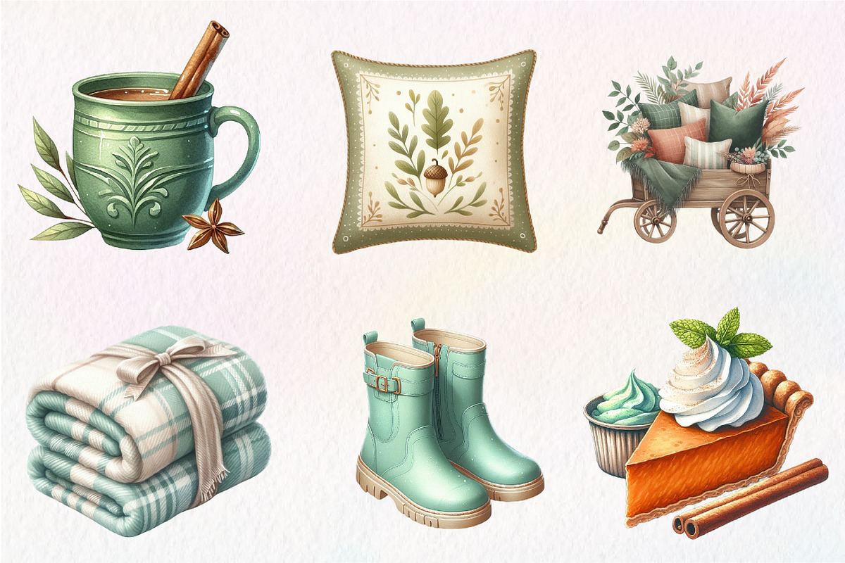 Mint Fresh Green Autumn Clipart, an Illustration by CreationArt (Photo 6 of 9)
