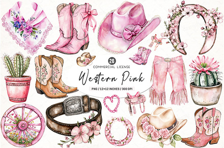 Western Pink Coquette Clipart PNG, an Illustration by designhome