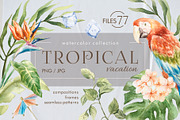 Tropical Vacation. Watercolor, a Seasonal Illustration by Farida Bik (Thumbnail 1 of 16)