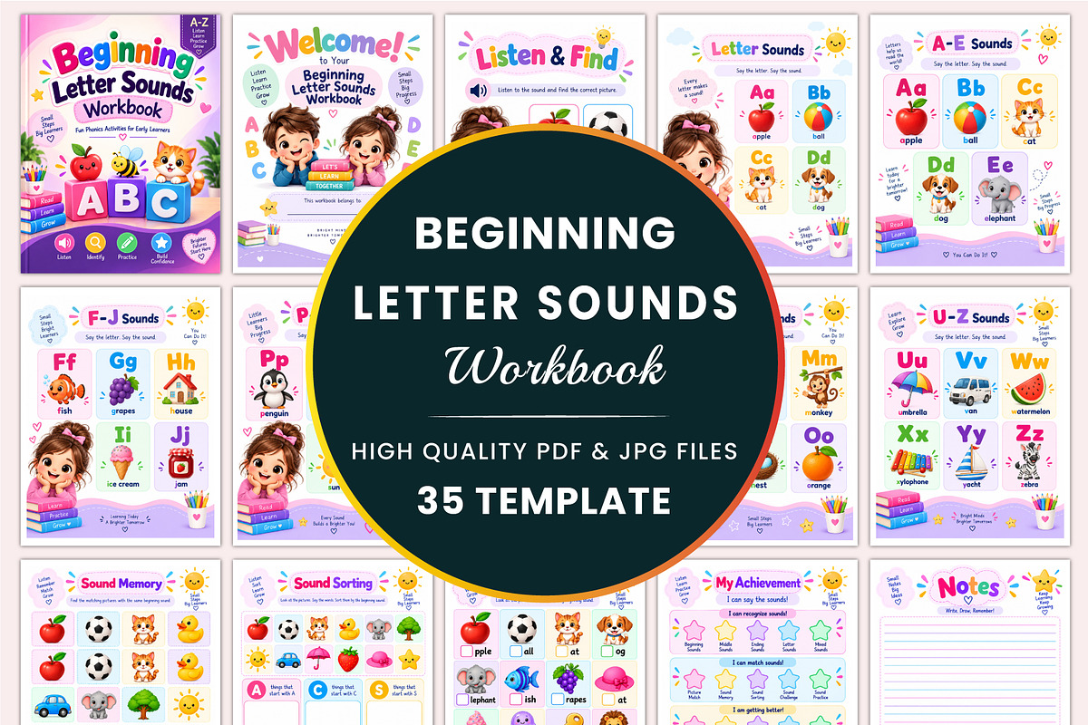 Beginning Letter Sounds Workbook, a Stationery Template by Shumaya (Photo 1 of 5)