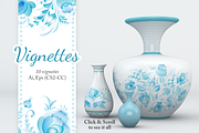 FREEBIE Gzhel vector collection, a Pattern Graphic by Designnina Shop (Thumbnail 2 of 11)