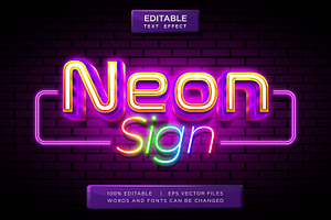 Editable Neon Light Font Effect Eps