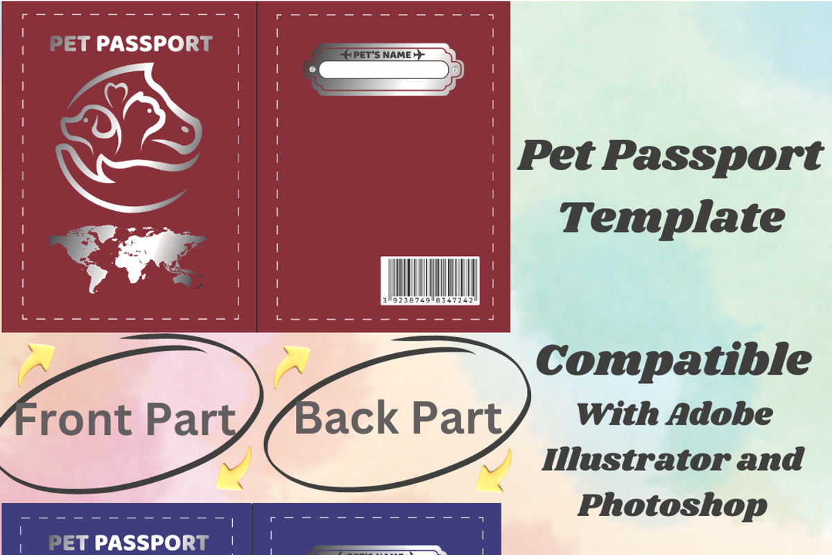 Stylish Editable Pet Passport Design, a Print Template by Illustrations By Azmira (Photo 1 of 7)