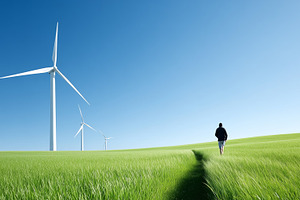 Man walking through green field with, a Nature Photo by MistyDay