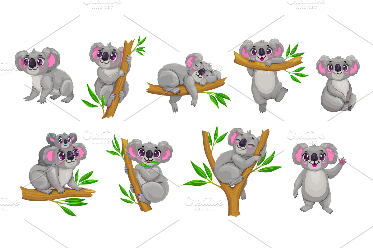Cartoon cute koala bears, an Animal Illustration by Vector Tradition