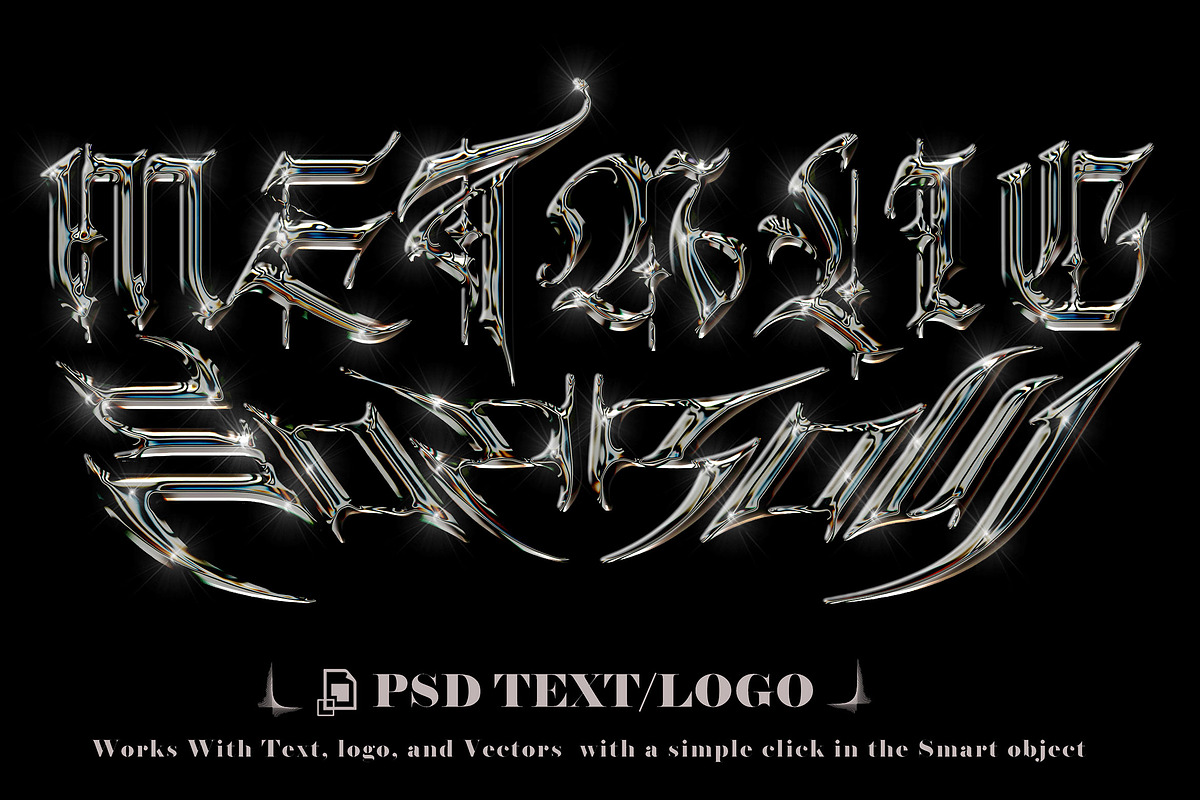 Elegant Metal Chrome Text Effect, a Layer Style Add-On by one-touch (Photo 1 of 3)
