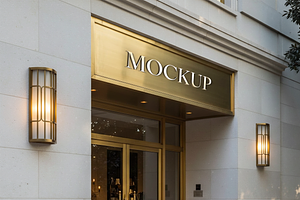 Luxury Facade Logo Sign Mockup PSD