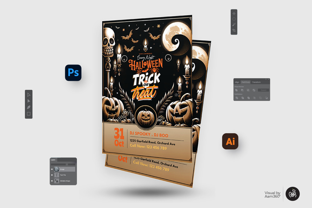 Halloween Trick or Treat Bundle, a Flyer Template by Aam360 (Photo 4 of 9)