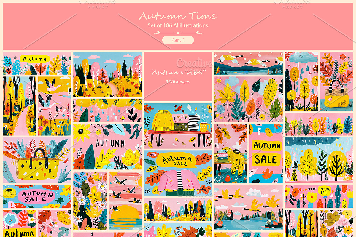 Autumn Time 1- 186 AI illustrations, a Seasonal Illustration by Pundateam (Photo 2 of 9)
