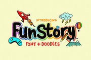 Fun Story Font + 60 Illustration, a Sans Serif Font by 160 Studio (Thumbnail 1 of 9)