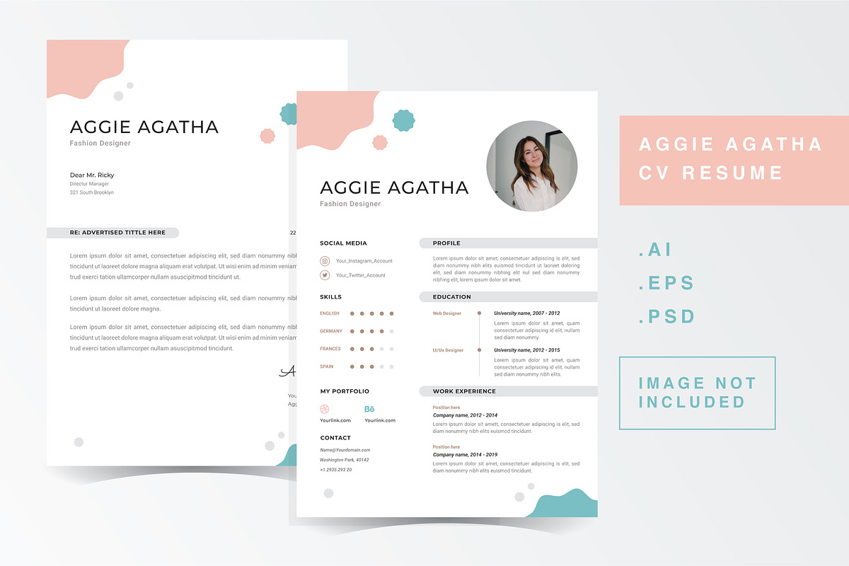 Aggie Agatha - CV Resume Template, a Resume Template by QueenType