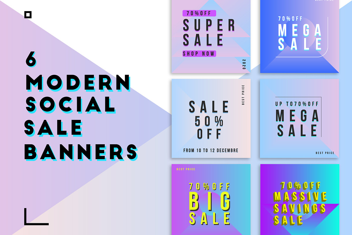 6 modern social sale promo banners,, a Social Media Template by designbydi (Photo 1 of 4)