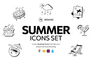 Summer and Beach Doodles Set, an Outline Icon by Prosymbols (Thumbnail 1 of 7)