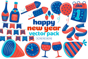 Happy New Year Vector Pack #01, an Object Graphic by MEDZ