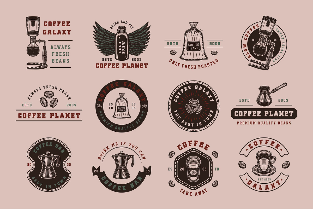 Vintage coffee emblems part 2, a Branding & Logo Template by AkimD (Photo 2 of 4)