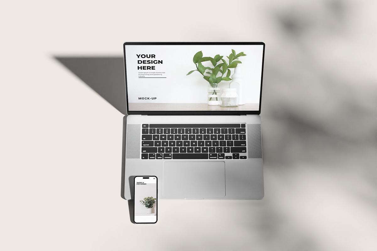 LAPTOP & PHONE MOCK-UP, a Wearable Device Mockup by Graphic_world89 (Photo 2 of 8)