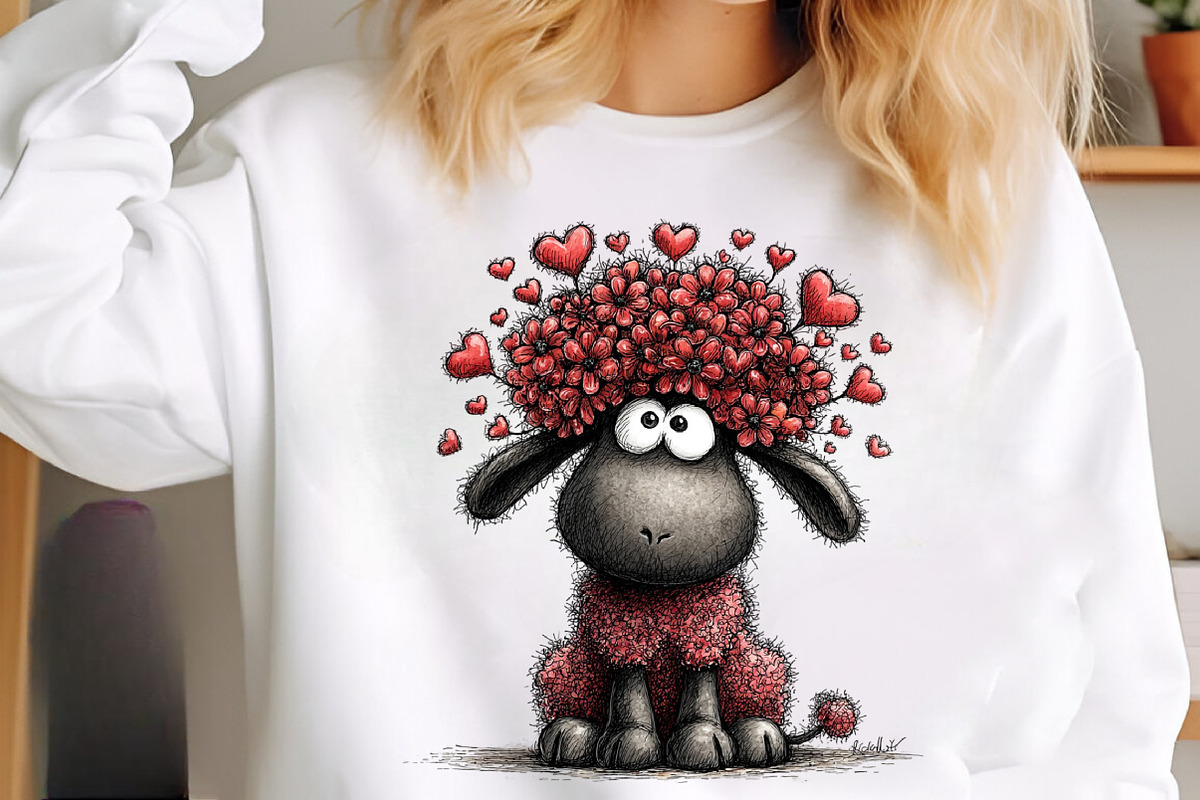 Funny Valentine Sheep Clipart Bundle, an Illustration by SinaCreation (Photo 10 of 11)