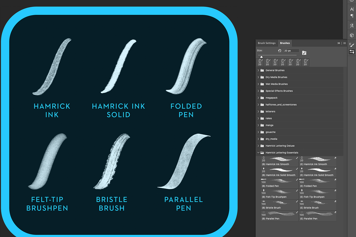 PS Lettering Brushes (Essentials), a Brush Add-On by Ryan Hamrick (Photo 3 of 3)