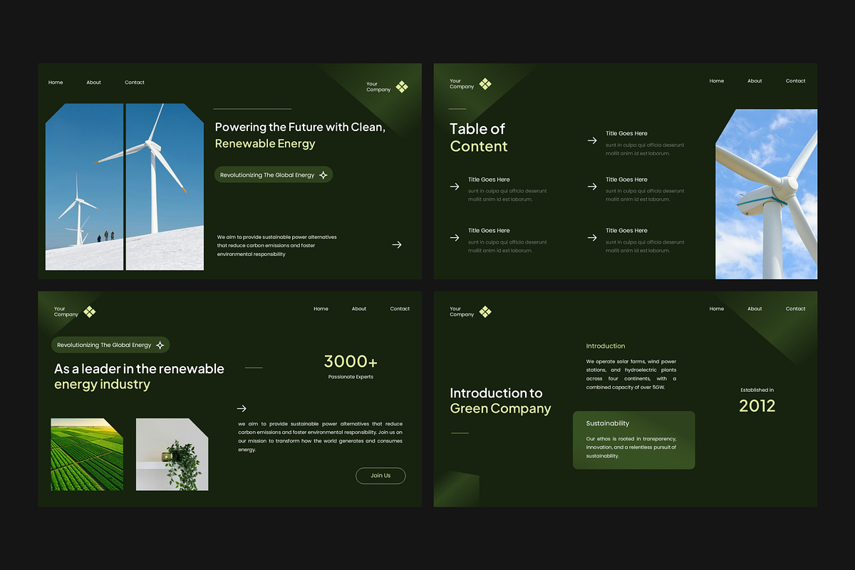 Minimalist Green Energy Company Deck, a Presentation Template by Eklip Studio (Photo 2 of 6)