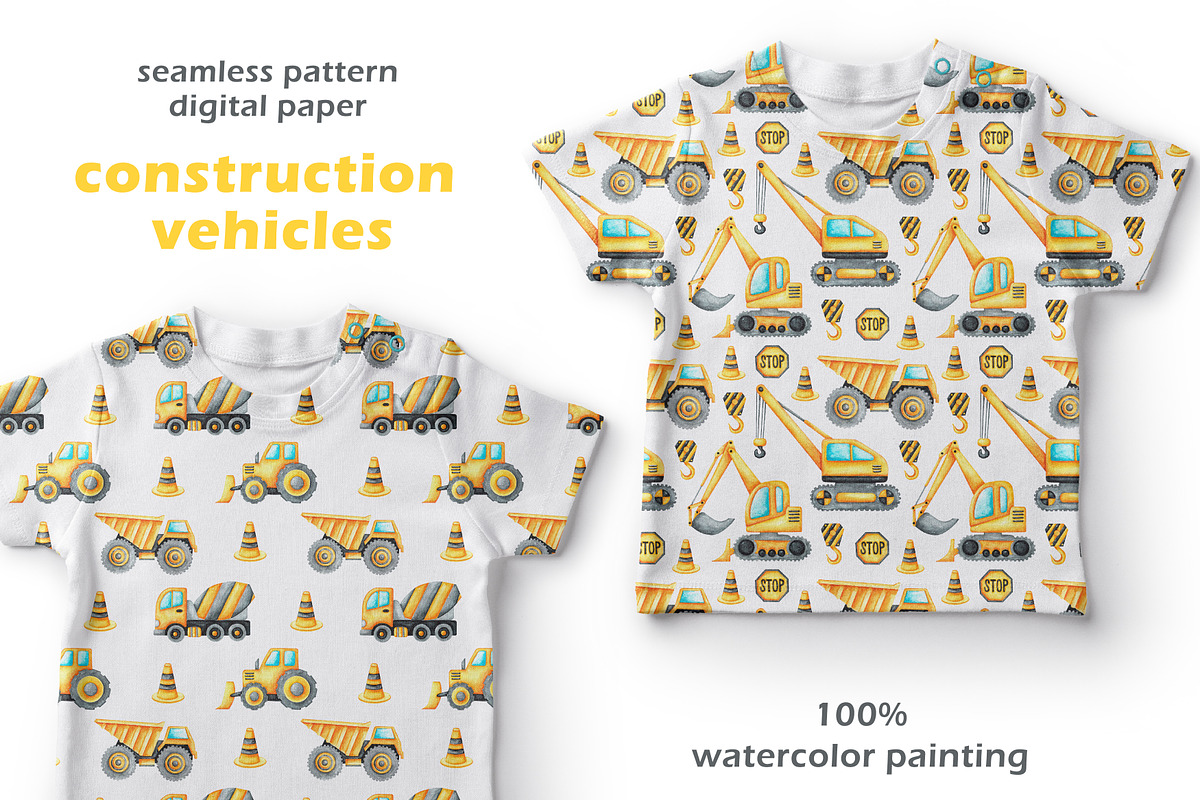 Construction vehicles watercolor set, a Transportation Illustration by SabinaWatercolorArt (Photo 19 of 20)