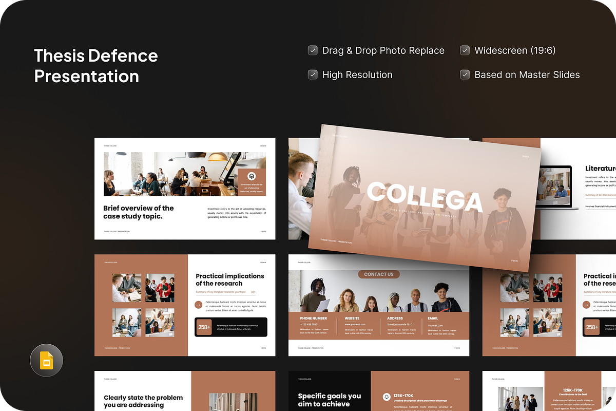 Collega Thesis Defence Google Slide, a Presentation Template by SquidPixey (Photo 1 of 7)