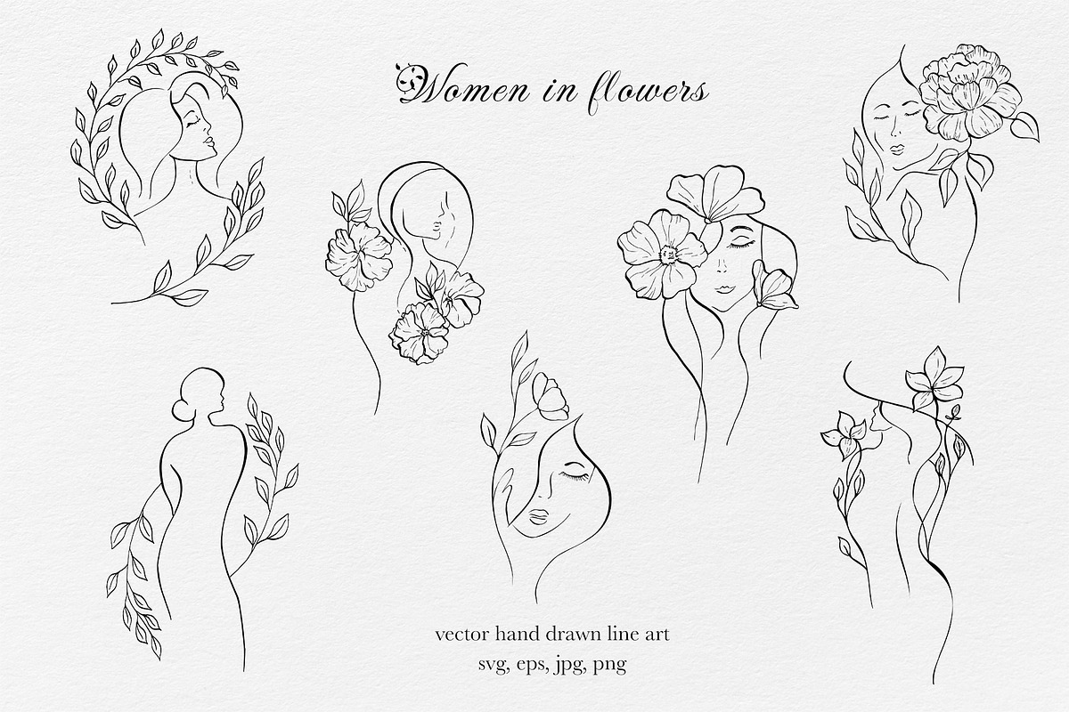WOMEN - line art collection, an Illustration by Navenzeles (Photo 6 of 14)
