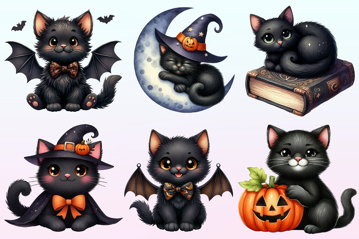 Nursery Halloween Black Cat Clipart, a Graphic by CitraGraphics (Photo 3 of 4)
